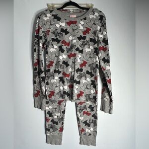STEVE COTTON BLEND SCOTTISH DOG PRINT ALL OVER GREY PJS THERMAL TOP L BOTTOM M